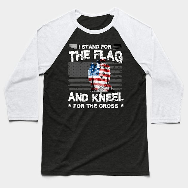 Yorkie Dog Stand For The Flag Kneel For Fallen Baseball T-Shirt by Antoniusvermeu